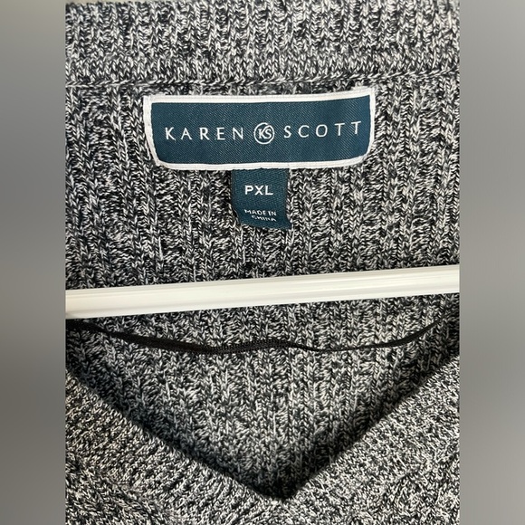 Karen Scott Gray V-Neck Sweater Classic Knit - Picture 3 of 6